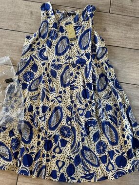 NWT Gudrun Sjödén Women’s Blue Sleeveless Dress W/ Pockets Sz L